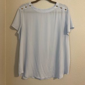 Loft Icy Blue Button Detail Top